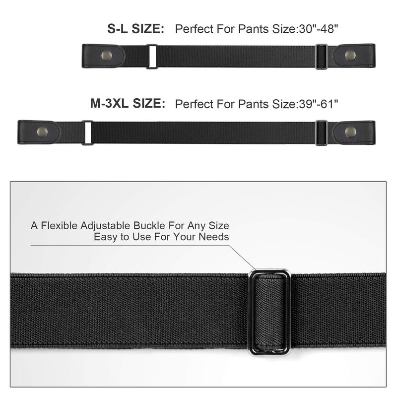 WHIPPY No Buckle Stretch No Show Belt for Men 1.38 inches Wide, Buckless Invisible Elastic Belt for Jeans Pants (Black, Small) - Image 5